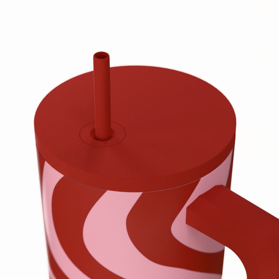 Estia Ποτήρι Straw Tumbler XL Save The Aegean 900ml Coral Wives