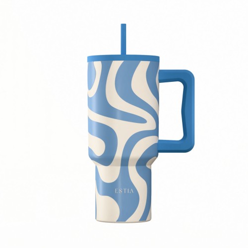 Estia Ποτήρι Straw Tumbler XL Save The Aegean 900ml Ocean Waves