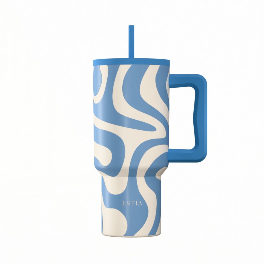 Estia Ποτήρι Straw Tumbler XL Save The Aegean 900ml Ocean Waves
