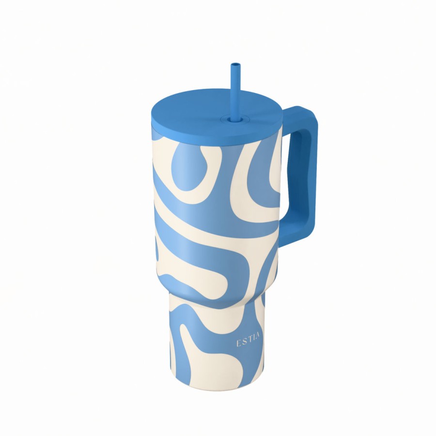 Estia Ποτήρι Straw Tumbler XL Save The Aegean 900ml Ocean Waves