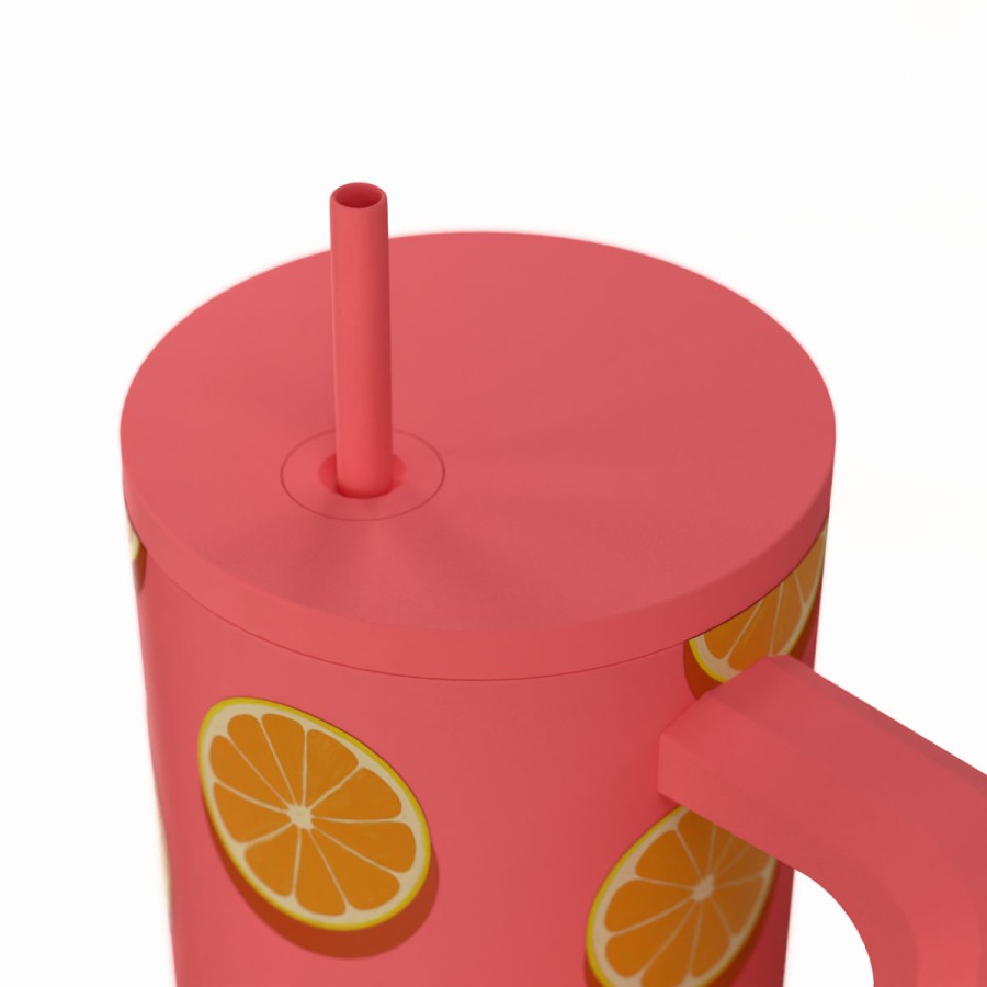 Estia Ποτήρι Straw Tumbler XL Save The Aegean 900ml Orange Pop