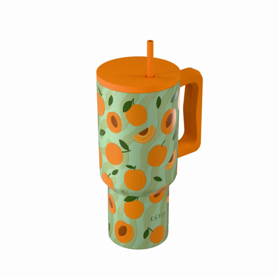 Estia Ποτήρι Straw Tumbler XL Save The Aegean 900ml Peach Garden