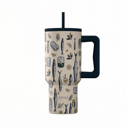 Estia Ποτήρι Straw Tumbler XL Save The Aegean 900ml Salt Life