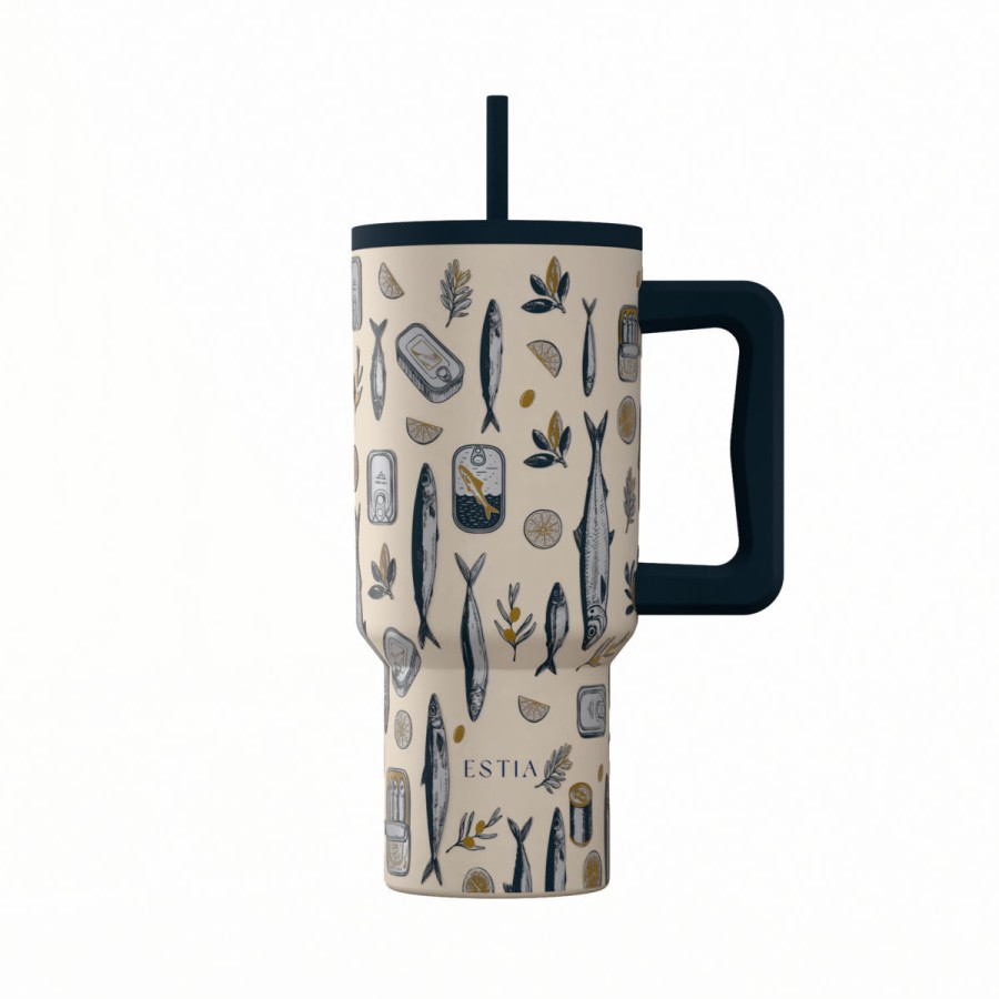 Estia Ποτήρι Straw Tumbler XL Save The Aegean 900ml Salt Life