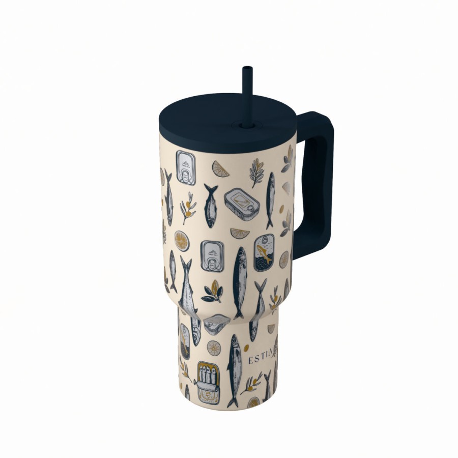 Estia Ποτήρι Straw Tumbler XL Save The Aegean 900ml Salt Life