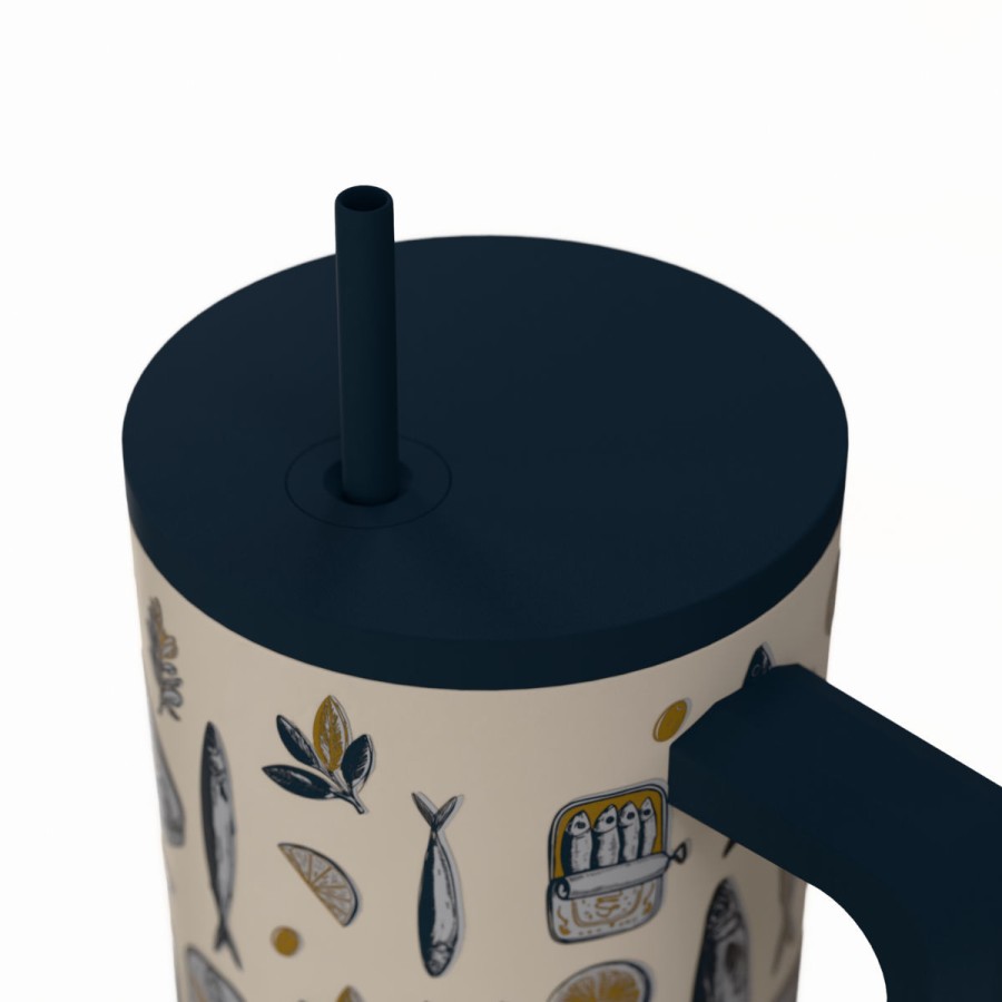 Estia Ποτήρι Straw Tumbler XL Save The Aegean 900ml Salt Life