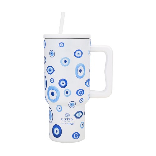 Estia Ποτήρι Straw Tumbler XL Save The Aegean 900ml Spirit of Luck