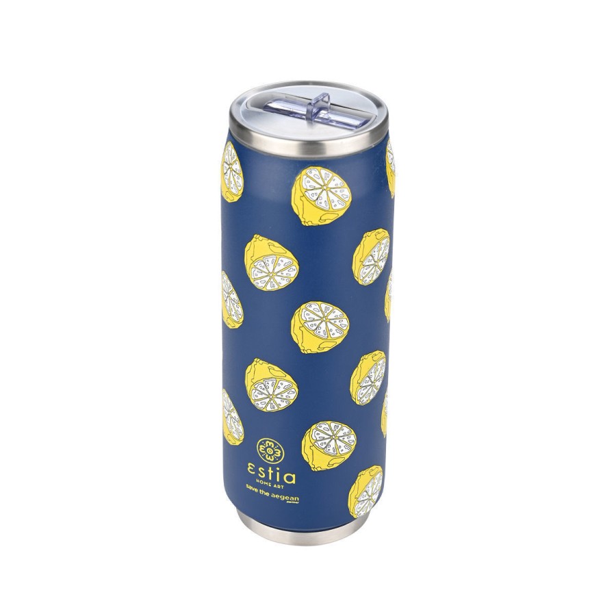 Estia Travel Cup Ποτήρι Θερμός με Καλαμάκι Save The Aegean 500ml Citrus Infusion