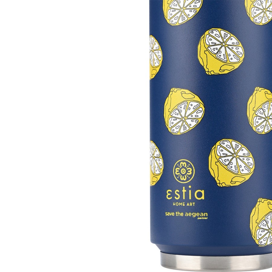 Estia Travel Cup Ποτήρι Θερμός με Καλαμάκι Save The Aegean 500ml Citrus Infusion