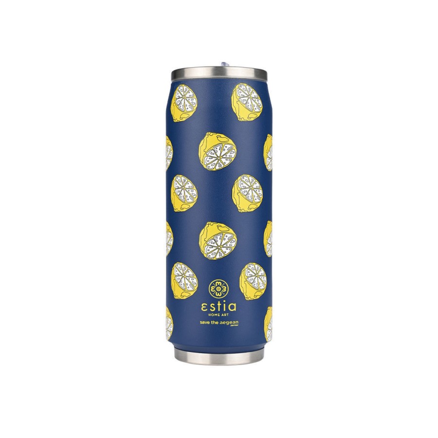 Estia Travel Cup Ποτήρι Θερμός με Καλαμάκι Save The Aegean 500ml Citrus Infusion