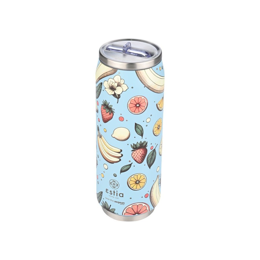 Estia Travel Cup Ποτήρι Θερμός με Καλαμάκι Save The Aegean 500ml Subdued Harvest