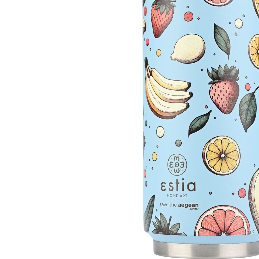 Estia Travel Cup Ποτήρι Θερμός με Καλαμάκι Save The Aegean 500ml Subdued Harvest