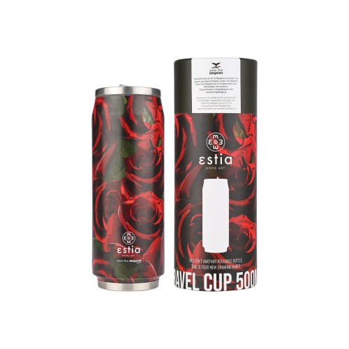 Estia Travel Cup Ποτήρι Θερμός με Καλαμάκι Save The Aegean 500ml Twilight Rose