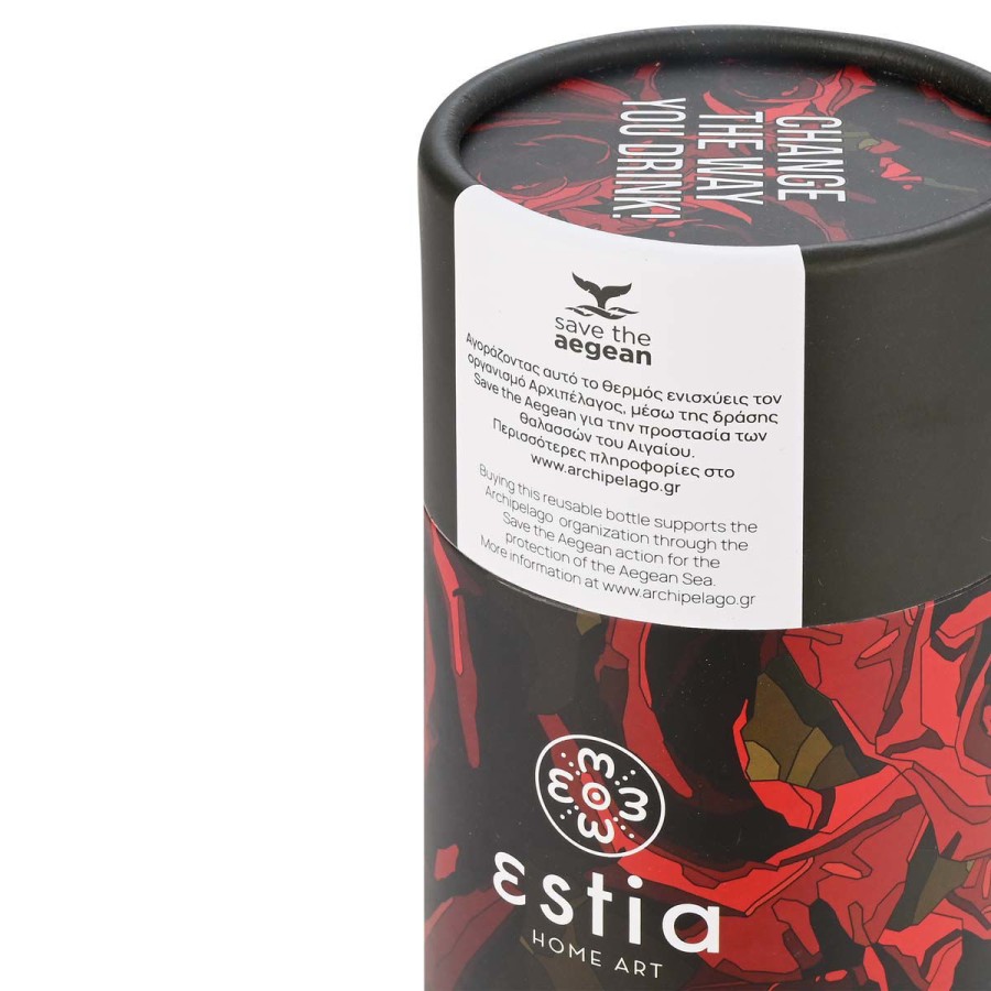 Estia Travel Cup Ποτήρι Θερμός με Καλαμάκι Save The Aegean 500ml Twilight Rose
