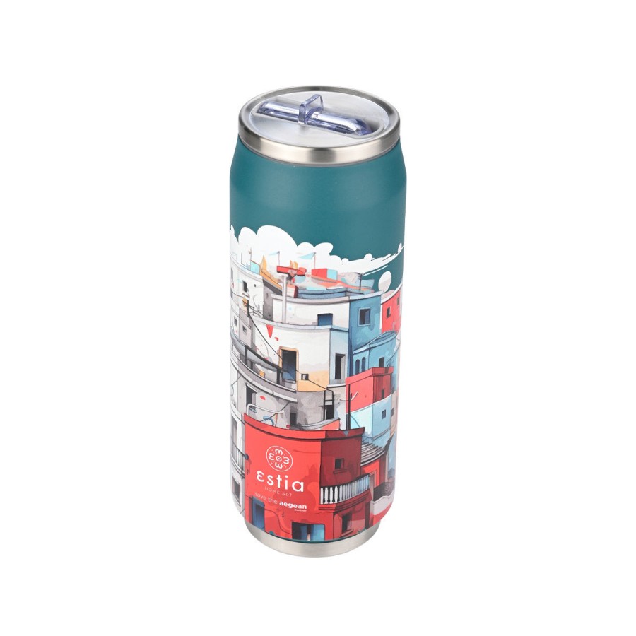 Estia Travel Cup Ποτήρι Θερμός με Καλαμάκι Save The Aegean 500ml Urban Mythos