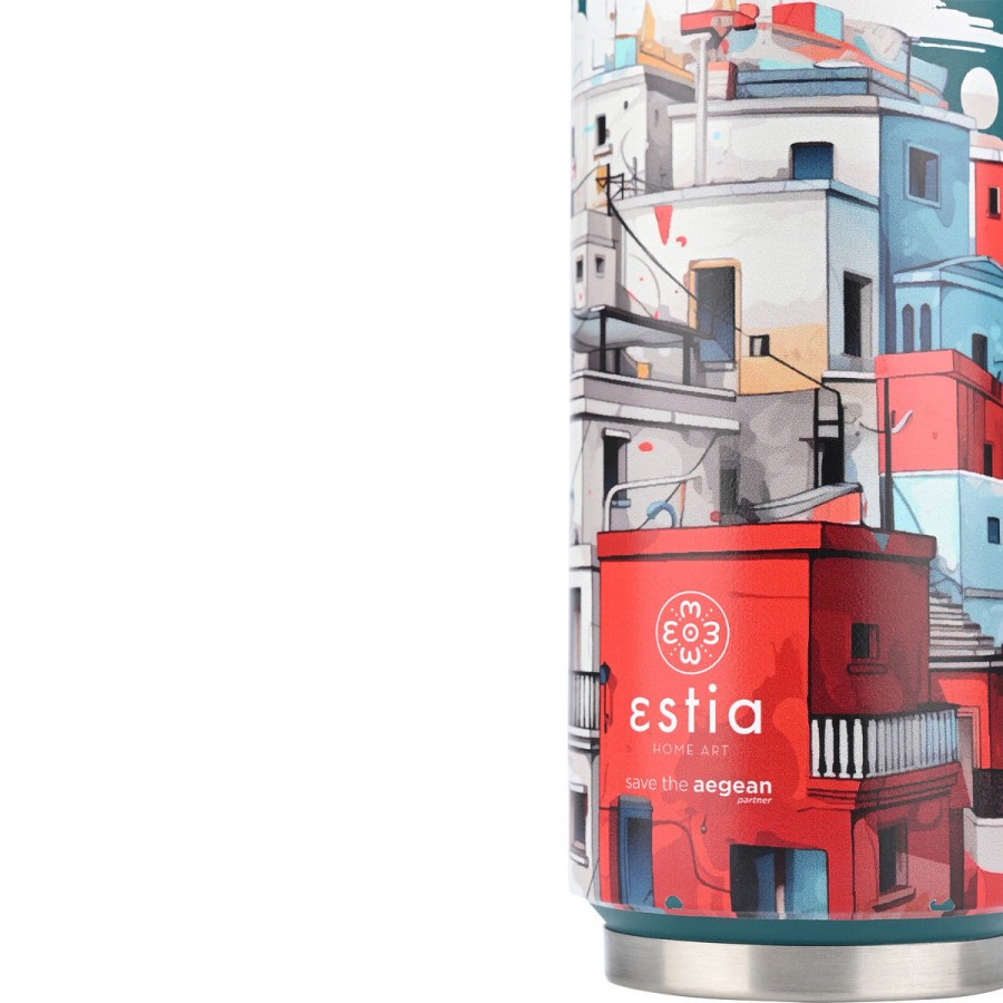 Estia Travel Cup Ποτήρι Θερμός με Καλαμάκι Save The Aegean 500ml Urban Mythos