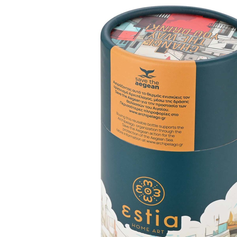 Estia Travel Cup Ποτήρι Θερμός με Καλαμάκι Save The Aegean 500ml Urban Mythos