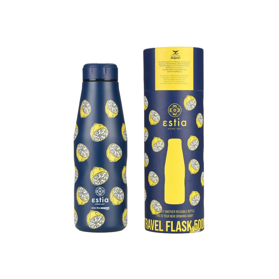 Estia Travel Flask Μπουκάλι Θερμός Save The Aegean 500ml Citrus Infusion