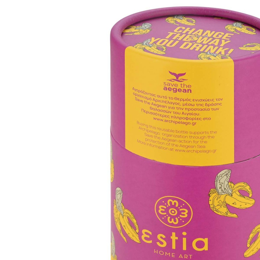 Estia Travel Flask Μπουκάλι Θερμός Save The Aegean 500ml Banana Swirl