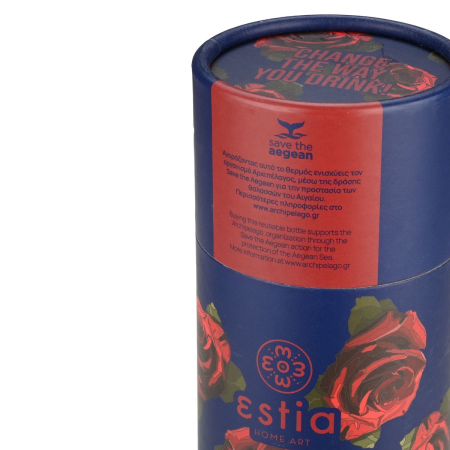 Estia Travel Flask Μπουκάλι Θερμός Save The Aegean 500ml Eletric Roses