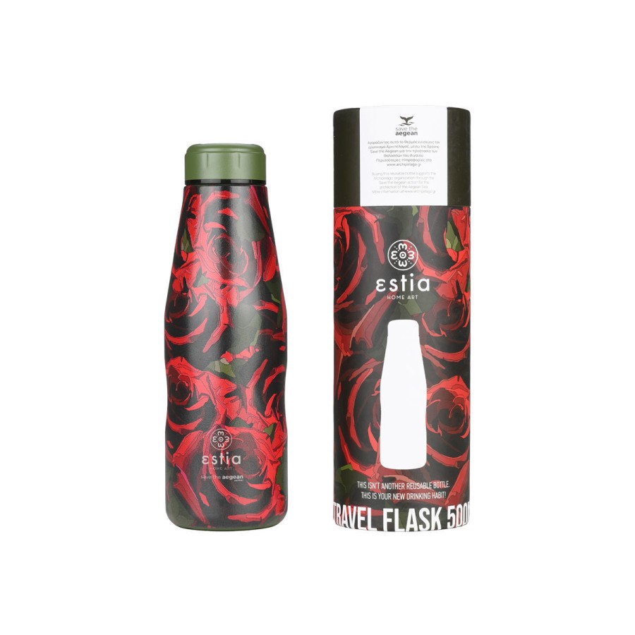 Estia Travel Flask Μπουκάλι Θερμός Save The Aegean 500ml Twilight Rose