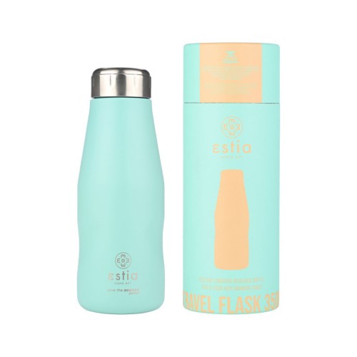 Estia Travel Flask Μπουκάλι Θερμός Save The Aegean 350ml Bermuda Green