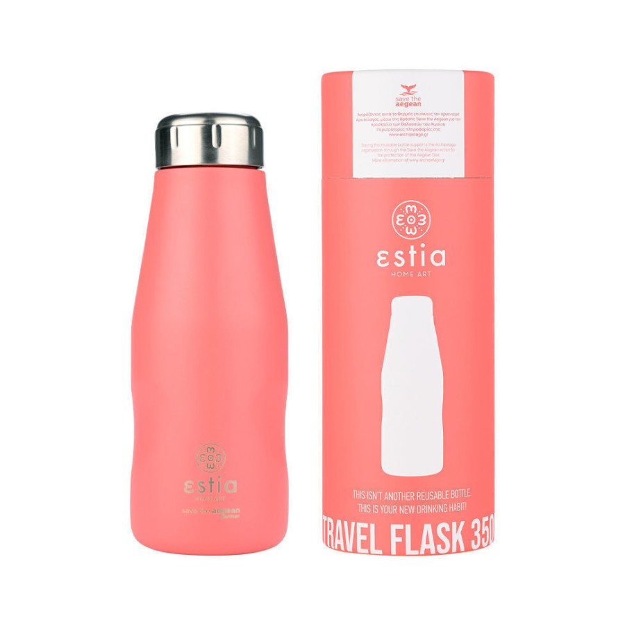 Estia Travel Flask Μπουκάλι Θερμός Save The Aegean 350ml Fusion Coral