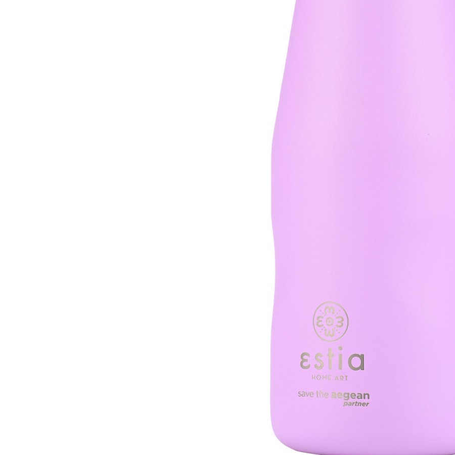 Estia Travel Flask Μπουκάλι Θερμός Save The Aegean 350ml Lavender Purple