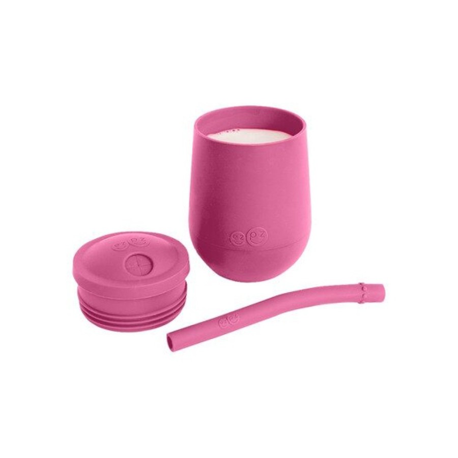 Εκπαιδευτικό Παιδικό Ποτηράκι Ezpz Mini Cup από Σιλικόνη & Καλαμάκι Pink 118ml 9m+