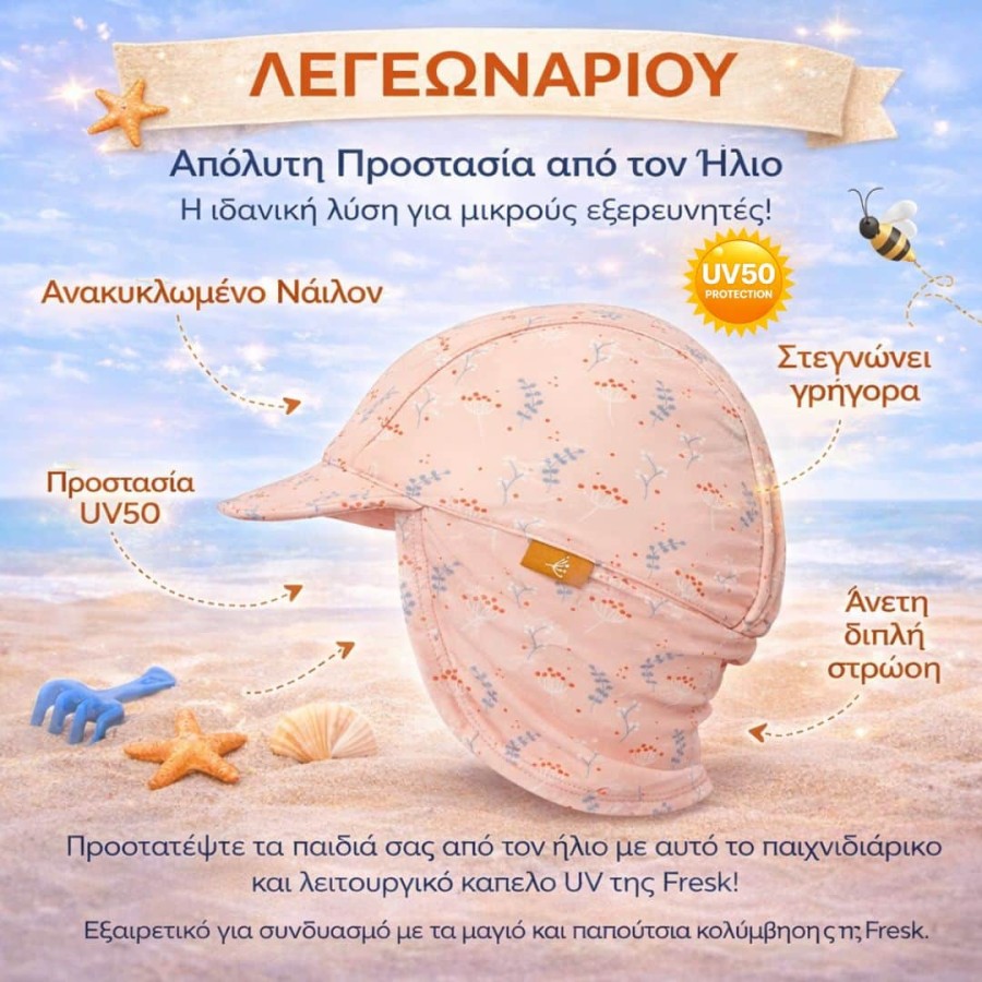 Παιδικό Καπέλο Τύπου Λεγεωνάριου με Προστασία UV50 Fresk Butterflies