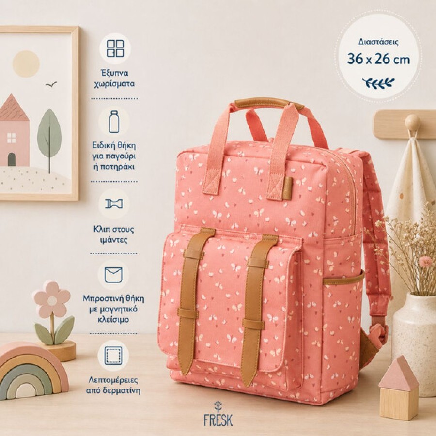 Παιδική Τσάντα Πλάτης Νηπιαγωγείου 36x26εκ. Fresk Butterfly