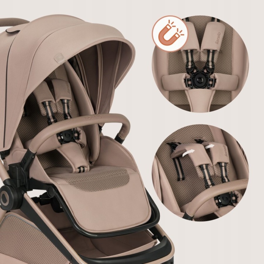 Lionelo Freya Καρότσι Βρεφικό 3 Σε 1 Έως 22Kg Με Αναδιπλούμενο Πορτ-Μπεμπέ Beige Sand