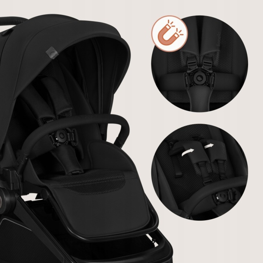 Lionelo Freya Καρότσι Βρεφικό 3 Σε 1 Έως 22Kg Με Αναδιπλούμενο Πορτ-Μπεμπέ Black