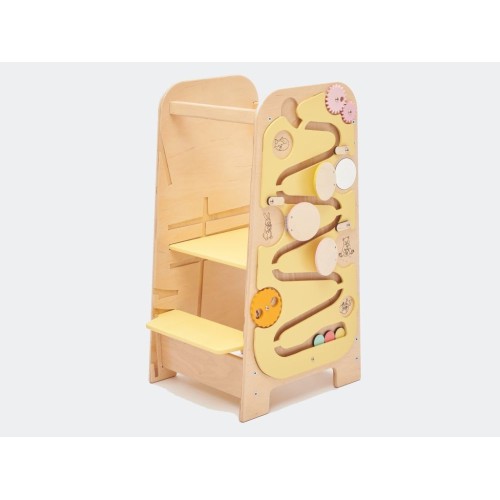 Elis Design Montessori Play 5 In 1 Yellow Πολυλειτουργικός Πύργος Εκμάθησης 75Cm
