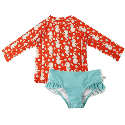 Zoocchini Σετ Uv Μαγιώ Και Μπλούζα Sally The Seahorse - 6-12M