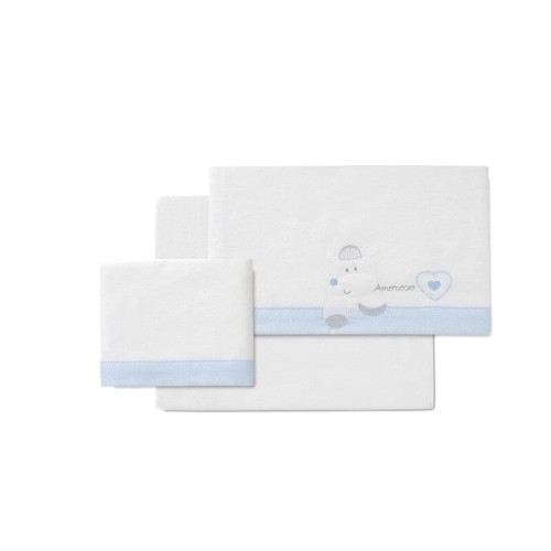 Interbaby Amoroso Set Σεντόνια Φανέλα White/Blue