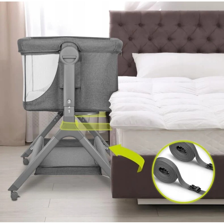 Lionelo Leonie Plus Λίκνο Συγκοίμησης Gray Silver