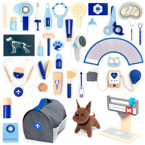 Ξύλινο Σετ Κτηνιάτρου με Σκυλάκι (Veterinary Play Set) – Παιδικό Παιχνίδι Ρόλων-UMU1313