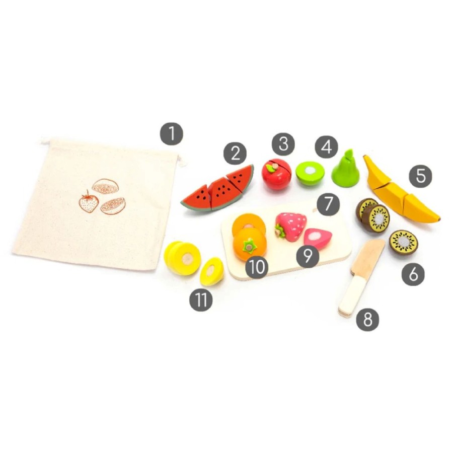Ξύλινο Σετ: Μαθαίνω να Κόβω Φρούτα (Cutting Fruit Play Set – 22 Τεμάχια) – Παιδικό Παιχνίδι Ρόλων-UMU1334