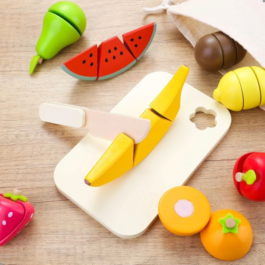 Ξύλινο Σετ: Μαθαίνω να Κόβω Φρούτα (Cutting Fruit Play Set – 22 Τεμάχια) – Παιδικό Παιχνίδι Ρόλων-UMU1334