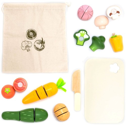 Ξύλινο Σετ: Μαθαίνω να Κόβω Λαχανικά (Cutting Vegetable Play Set – 23 Τεμάχια) – Παιδικό Παιχνίδι Ρόλων Κουζίνας-UMU1333