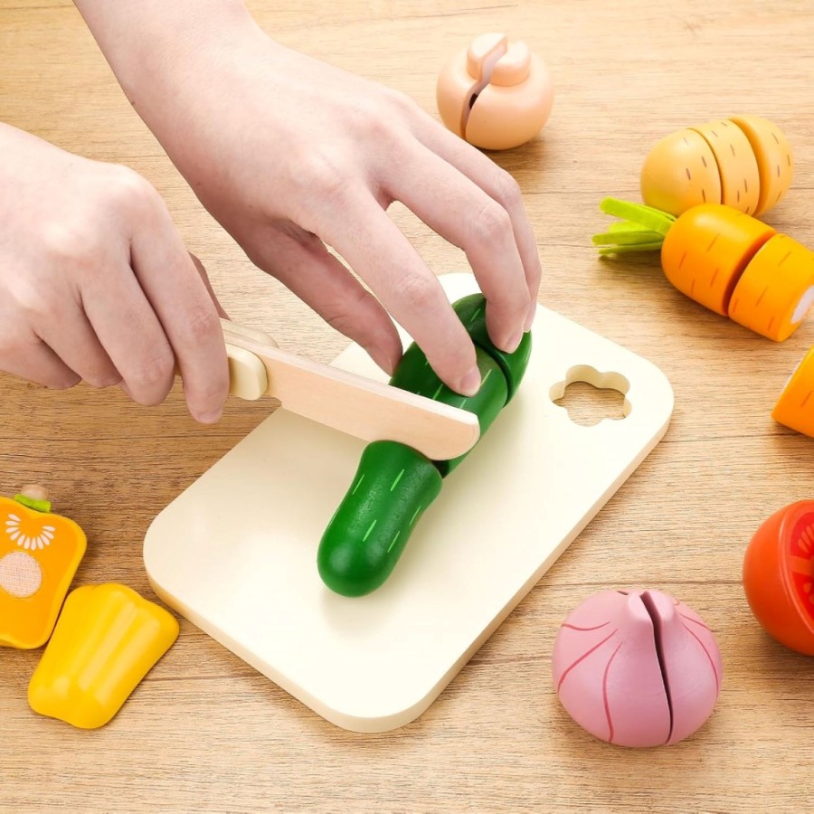 Ξύλινο Σετ: Μαθαίνω να Κόβω Λαχανικά (Cutting Vegetable Play Set – 23 Τεμάχια) – Παιδικό Παιχνίδι Ρόλων Κουζίνας-UMU1333