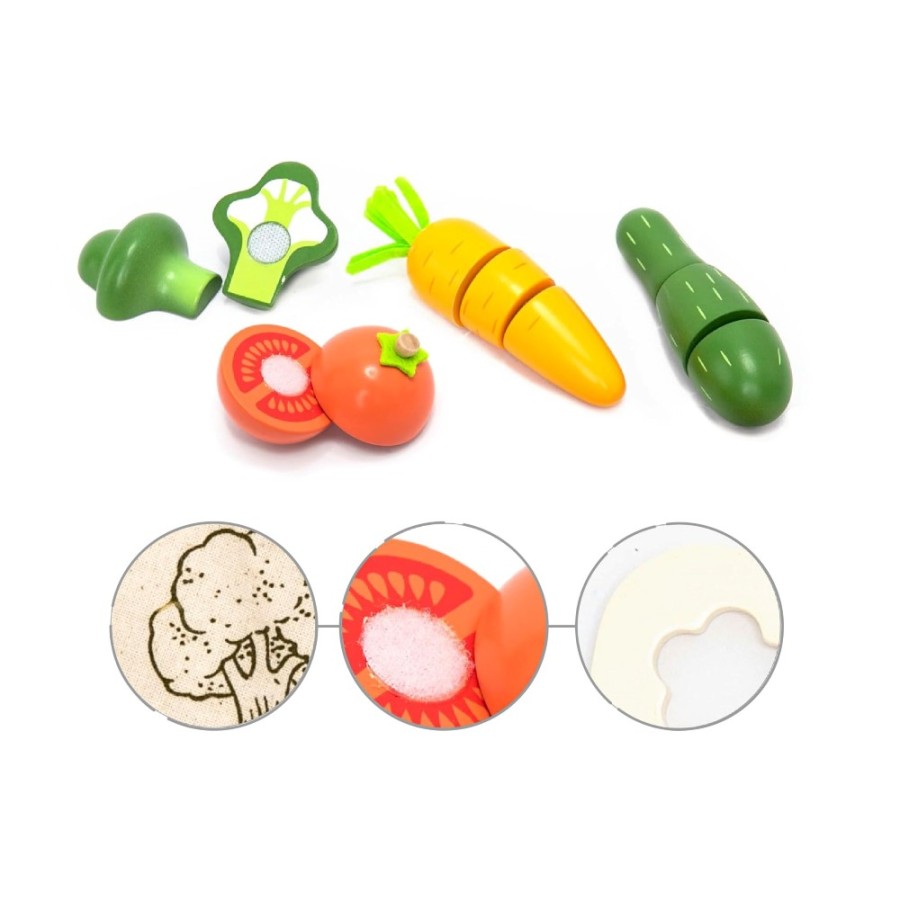 Ξύλινο Σετ: Μαθαίνω να Κόβω Λαχανικά (Cutting Vegetable Play Set – 23 Τεμάχια) – Παιδικό Παιχνίδι Ρόλων Κουζίνας-UMU1333