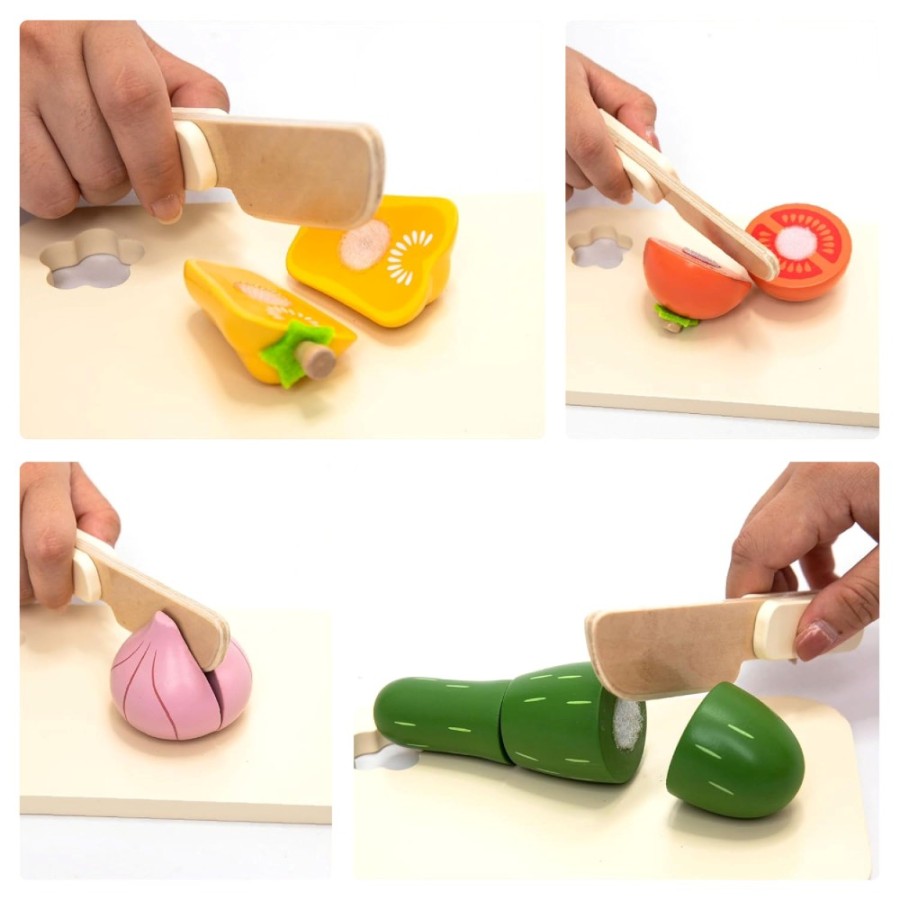 Ξύλινο Σετ: Μαθαίνω να Κόβω Λαχανικά (Cutting Vegetable Play Set – 23 Τεμάχια) – Παιδικό Παιχνίδι Ρόλων Κουζίνας-UMU1333