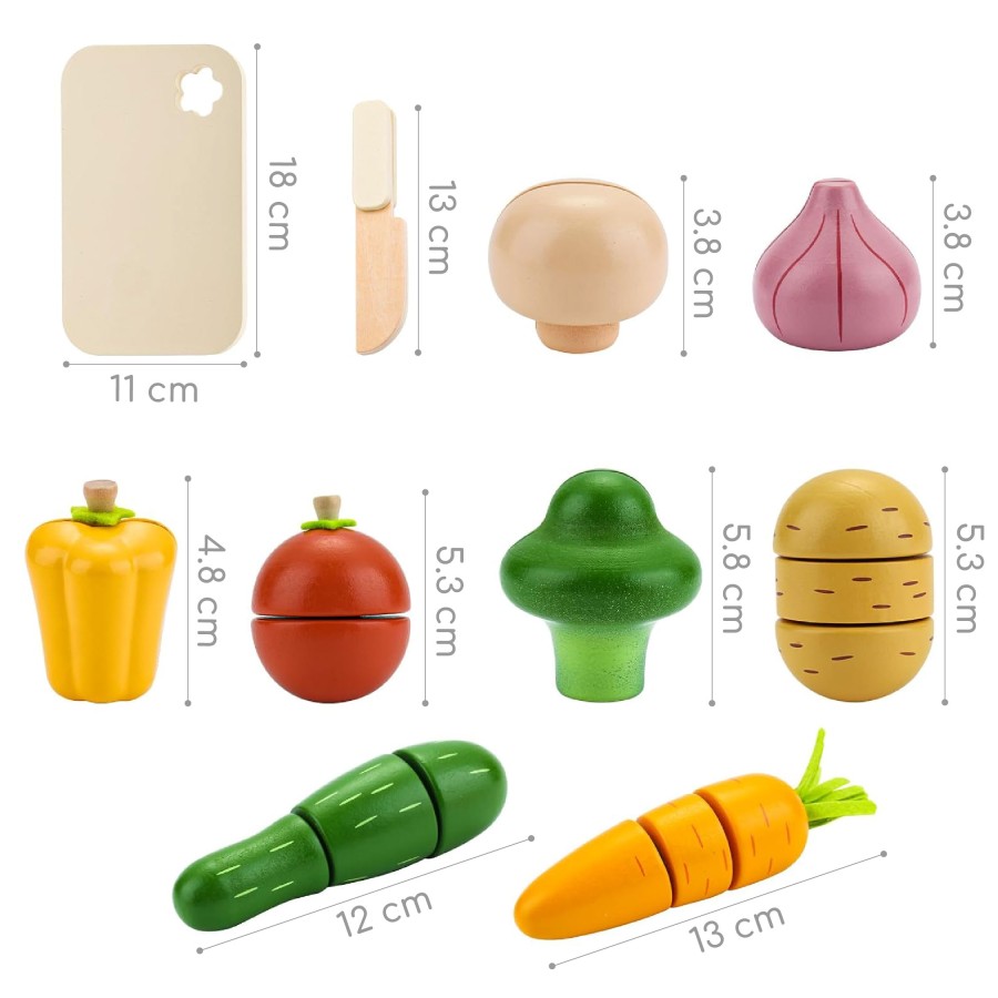 Ξύλινο Σετ: Μαθαίνω να Κόβω Λαχανικά (Cutting Vegetable Play Set – 23 Τεμάχια) – Παιδικό Παιχνίδι Ρόλων Κουζίνας-UMU1333