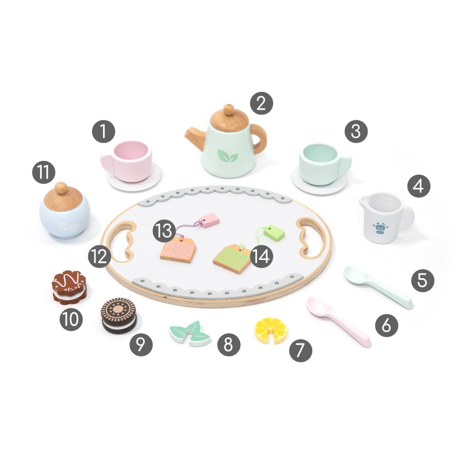 Ξύλινο Σετ: Το Απογευματινό μου Τσάι (Tea Service Set) – Παιδικό Σετ Τσαγιού & Παιχνίδι Ρόλων-UMU134