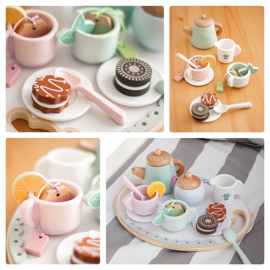 Ξύλινο Σετ: Το Απογευματινό μου Τσάι (Tea Service Set) – Παιδικό Σετ Τσαγιού & Παιχνίδι Ρόλων-UMU134