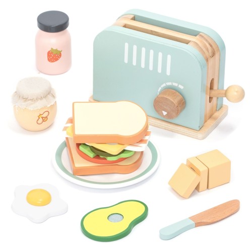 Ξύλινη Φρυγανιέρα με Υλικά (Toaster & Sandwich Set) – Παιδικό Παιχνίδι Ρόλων Κουζίνας-UMU1351