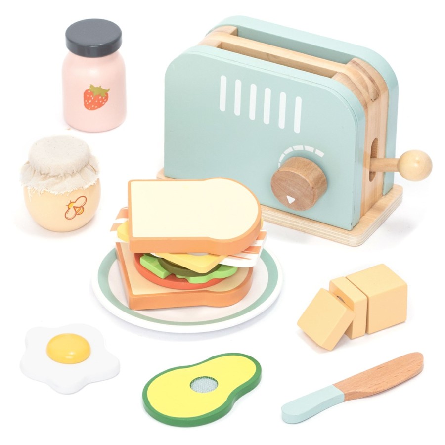 Ξύλινη Φρυγανιέρα με Υλικά (Toaster & Sandwich Set) – Παιδικό Παιχνίδι Ρόλων Κουζίνας-UMU1351