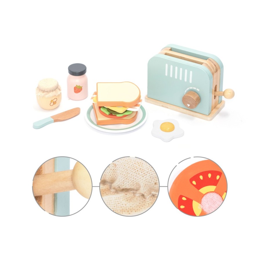 Ξύλινη Φρυγανιέρα με Υλικά (Toaster & Sandwich Set) – Παιδικό Παιχνίδι Ρόλων Κουζίνας-UMU1351
